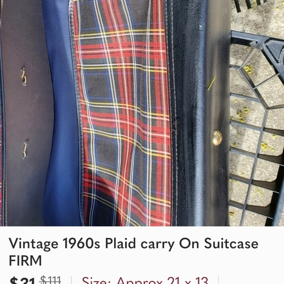 Vintage‎ 1960s plaid carry on suitcase - Picture 11 of 15